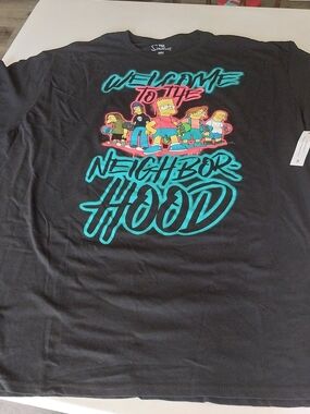 Mens 3XL 'Welcome to the Neighborhood' Black Graphic Tee Simpsons